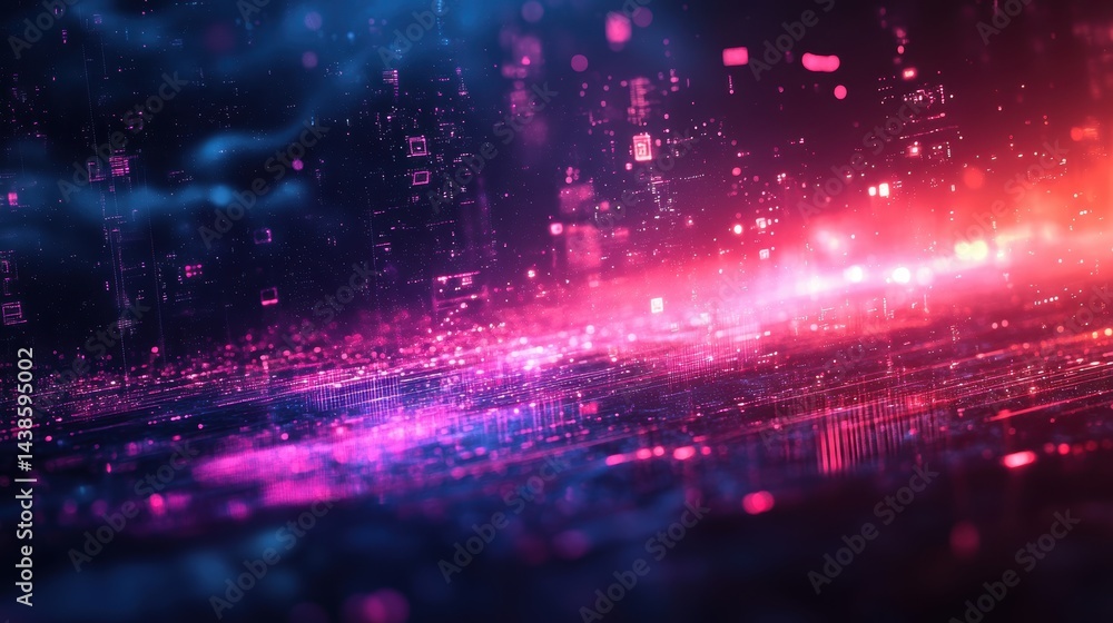 A digital cloud data background with floating icons and tech vibe A digital cloud data background with floating icons and tech vibe