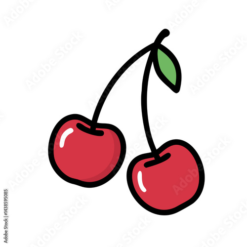 Wallpaper Mural Illustration of fresh red cherries fruit, ripe cherry, sweet cherry, summer fruit, food art Torontodigital.ca