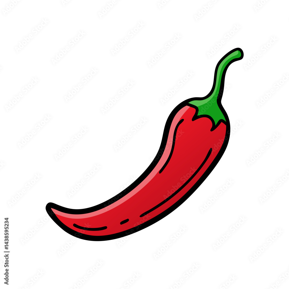 Isolated red chili pepper vector illustration for spicy food ingredient and recipe design needs Isolated red chili pepper vector illustration for spicy food ingredient and recipe design needs