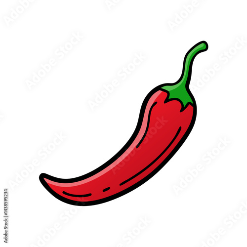 Isolated red chili pepper vector illustration for spicy food ingredient and recipe design needs