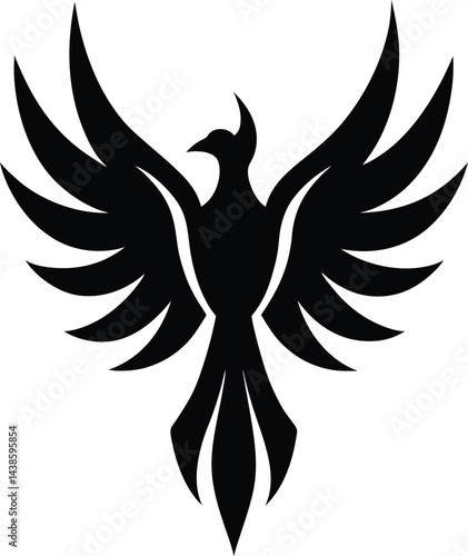 minimalist phoenix rising icon on white background.eps
