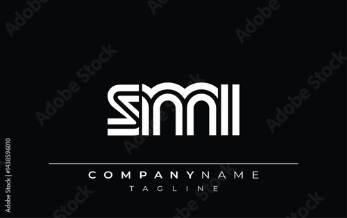 SMI Creative Unique Modern Letter Logo Design. Stylized logo featuring a unique letter design, presenting abstract minimalist aesthetics and modern appeal.