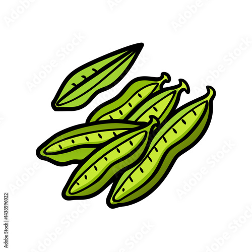 Fresh green peas in pods illustration for food nutrition and healthy eating concepts design