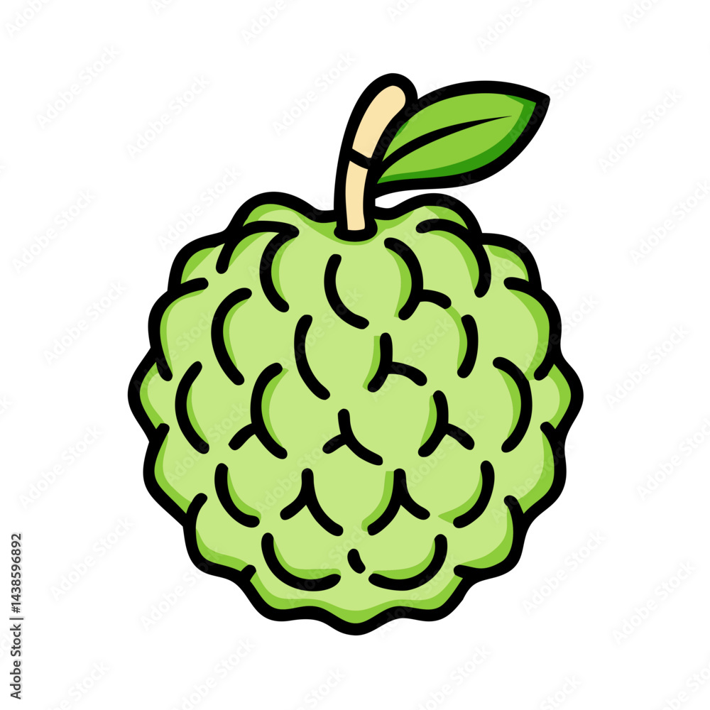 Illustration of sugar apple fruit sweetsop annona squamosa tropical fruit healthy food green fruit Illustration of sugar apple fruit sweetsop annona squamosa tropical fruit healthy food green fruit