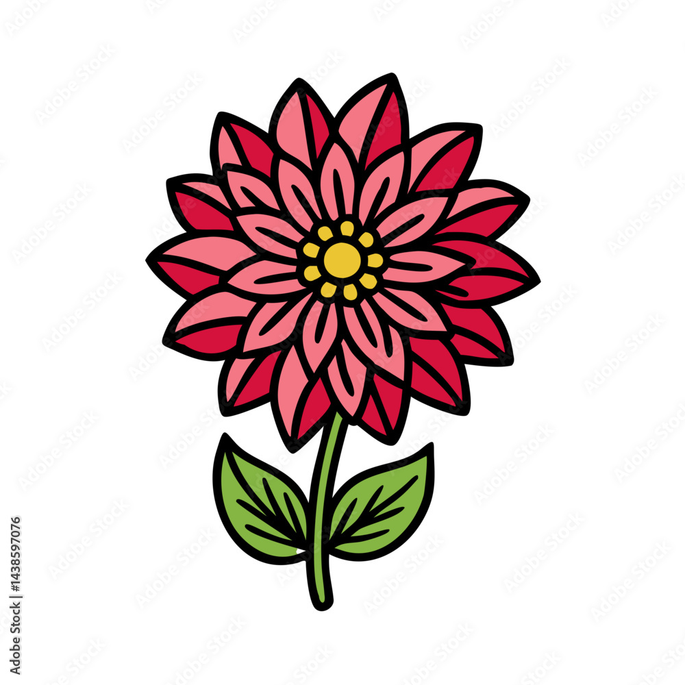 Fototapeta premium Illustration of a beautiful floral blossom flower blooming plant with leaves and petals art design