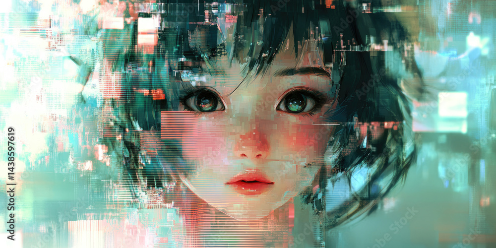 Glitchy Digital Distortion with Pixel Effects Creating a Modern and Edgy Tech Background Glitchy Digital Distortion with Pixel Effects Creating a Modern and Edgy Tech Background