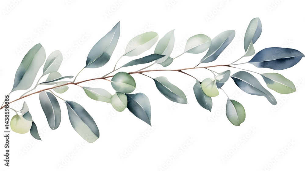 Naklejka premium Professional image of isolated Eucalyptus branch on white background for commercial use