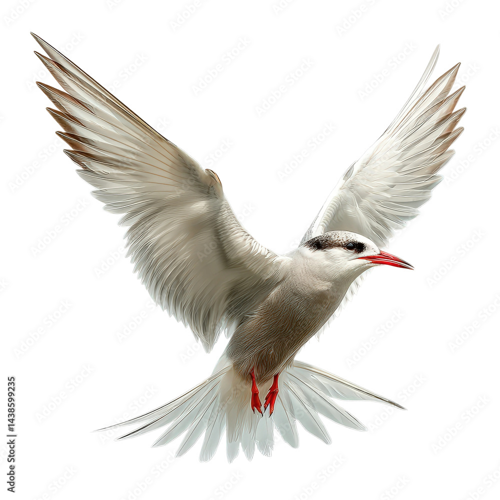 Fototapeta premium Arctic Tern Bird Flying Isolated on Transparent Background