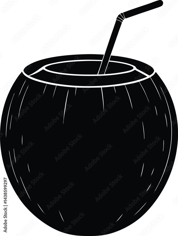 Fototapeta premium realistic coconut drink with straw