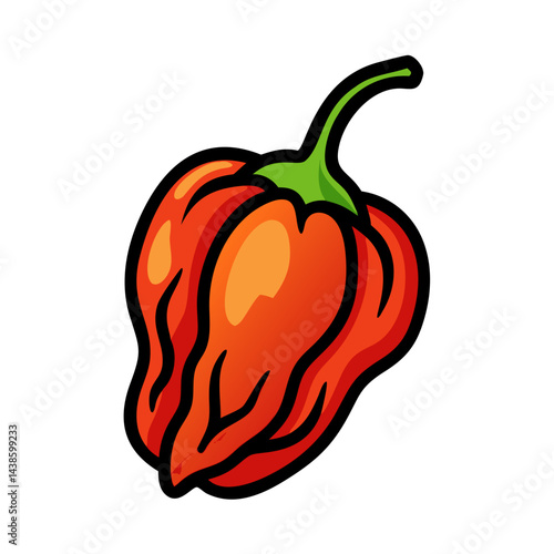 Isolated cartoon habanero pepper vector illustration for spicy food and cooking designs use