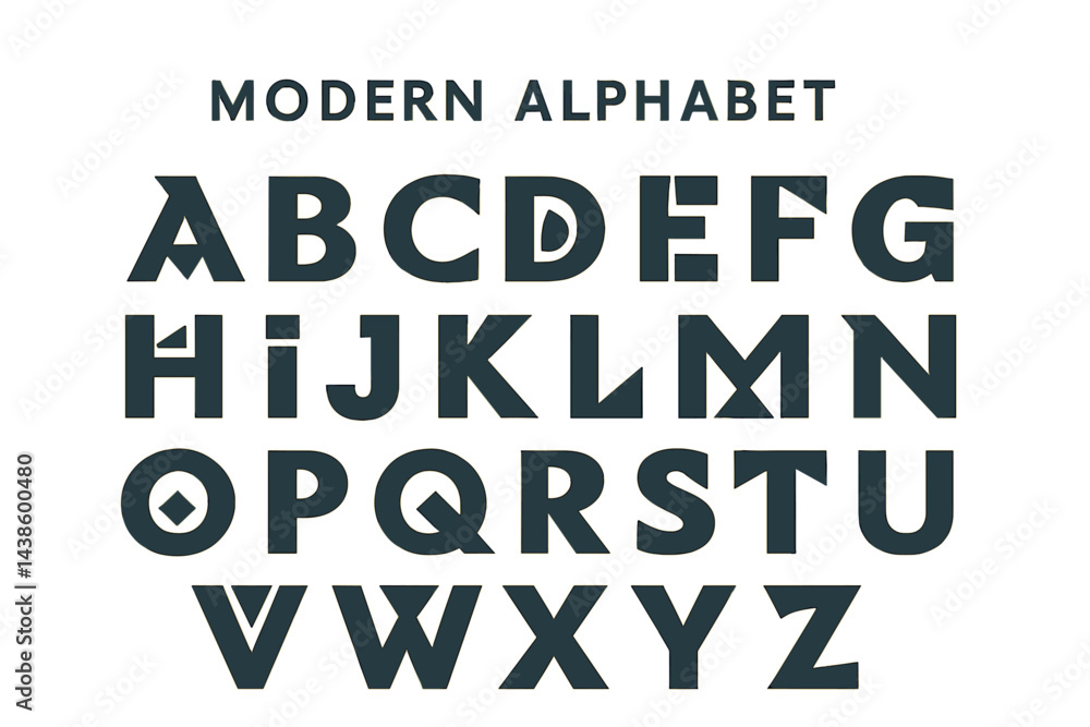 Modern alphabet design showcasing unique typographic styles and structures for graphic inspiration Modern alphabet design showcasing unique typographic styles and structures for graphic inspiration