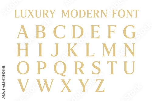 Elegant luxury modern font showcasing uppercase letters in a chic design for creative projects and branding applications