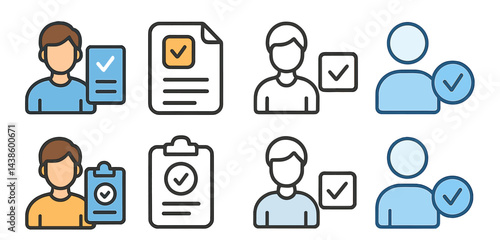 Icons representing verification process with individuals and documents in a clean, modern design