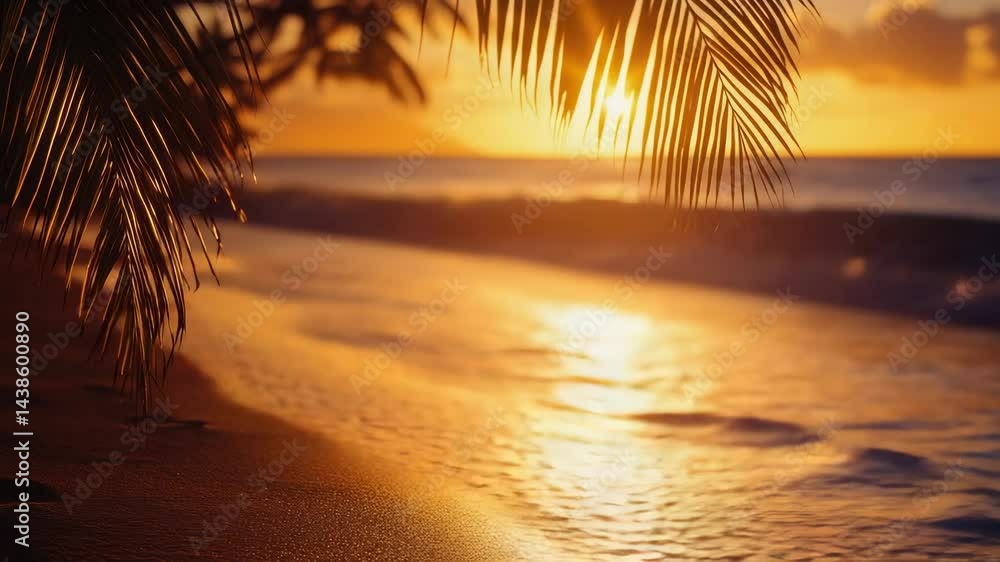 custom made wallpaper toronto digitalPeaceful sunset over the ocean, palm trees swaying gently. A serene beachfront scene for relaxation and vacation.