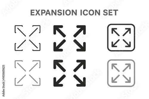 Free Download Expansion icon set featuring various designs for interactive applications and user interfaces - GFXLoad