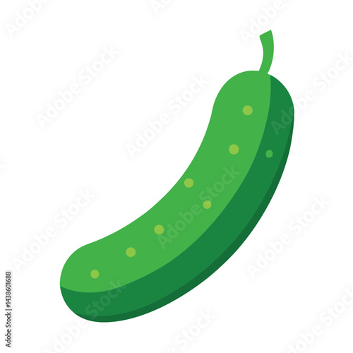 Simple minimalist illustration of a fresh green cucumber on a white background