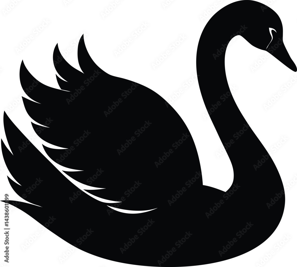 Fototapeta premium realistic white swan silhouette