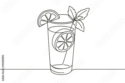 Refreshing lemonade served in a tall glass with lemon slices and mint leaves on a sunny day at a casual gathering