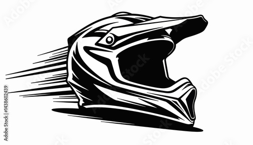 Sleek motocross helmet with speed lines, dynamic design concept