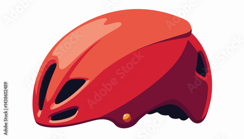 Modern red bicyclist helmet on white background, safe cycling concept