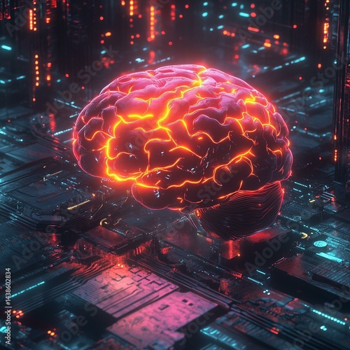 Futuristic AI Interface with Glowing Effects