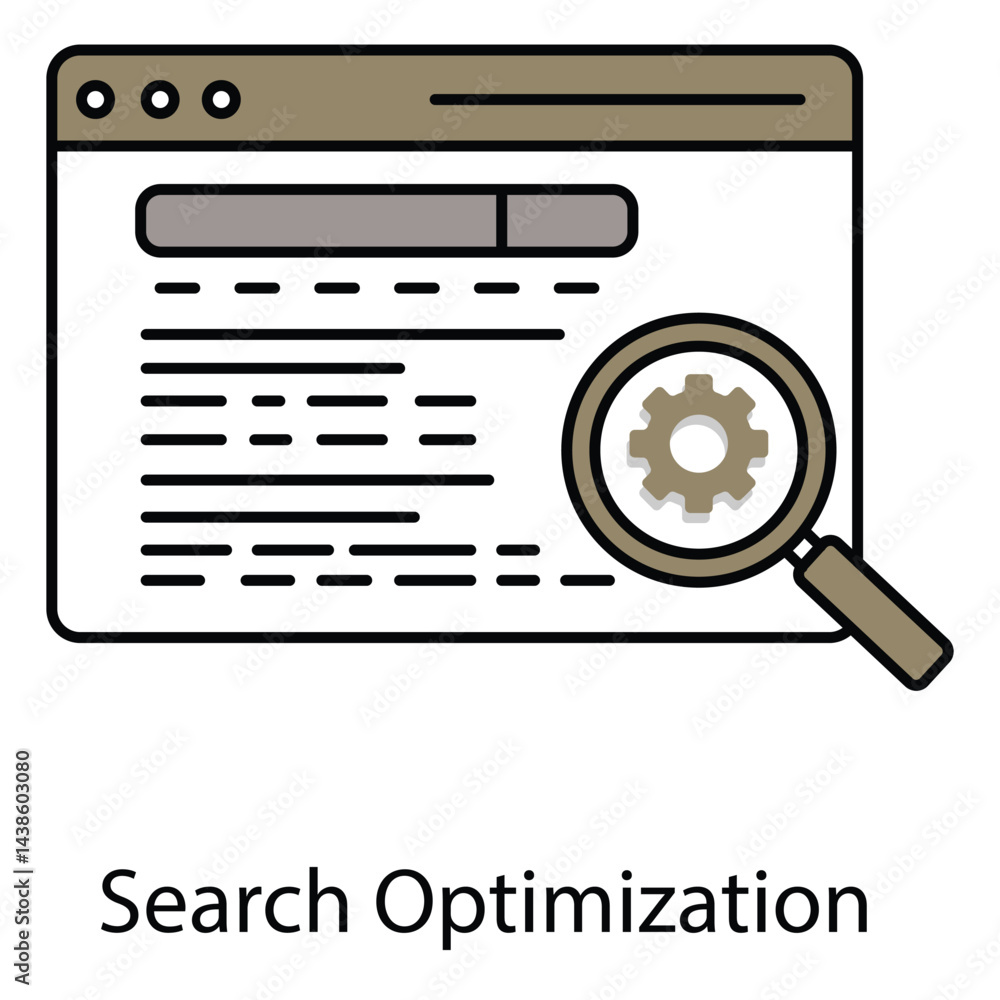Fototapeta premium Search Optimization Vector Icon Showing Website Performance Optimization, SEO Campaign Growth, and Search Ranking Solutions