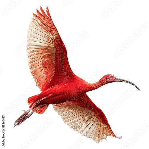Scarlet Ibis Flying Isolated on Transparent Background