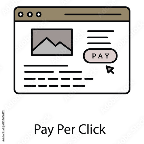 Pay Per Click Vector Icon Showing Cost-Effective Advertising, Paid Search, and Clickable Ads