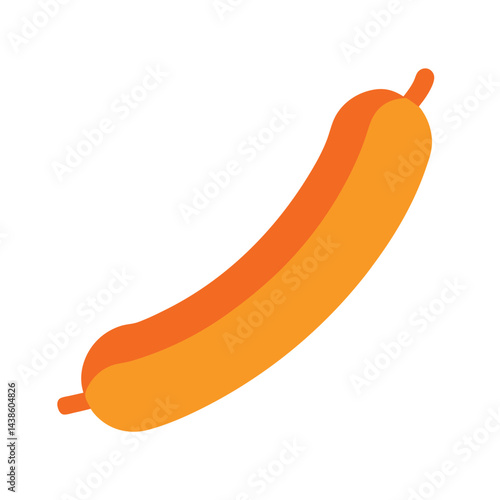 Minimalist vector illustration of an orange frankfurter sausage isolated on white background