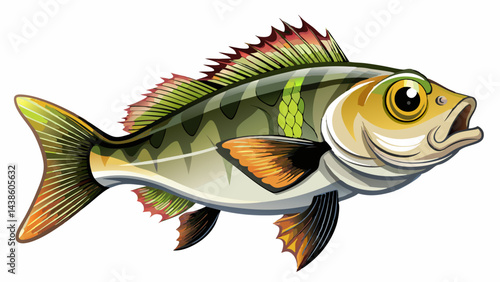 Very beautiful One fresh sea bass fish isolated on white background