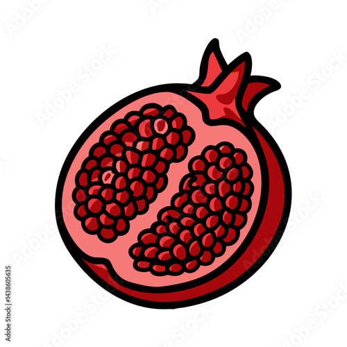 Isolated pomegranate fruit illustration vector graphic healthy food red seeds nutrition diet vitamin rich