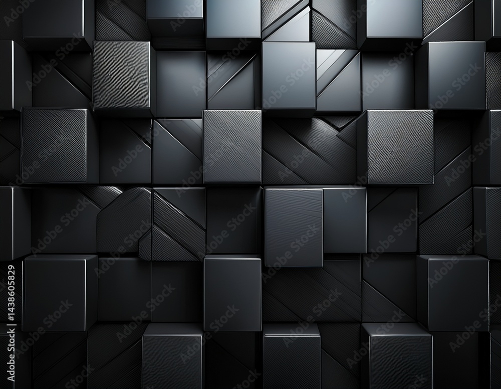 Obraz premium dynamic black cubes come together to form a unique abstract pattern that highlights modern design