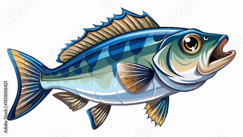 Very beautiful One fresh sea bass fish isolated on white background