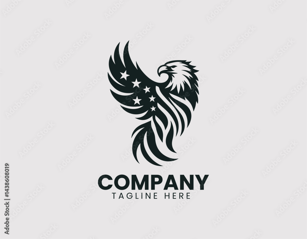 Obraz premium Proud Eagle American Flag Vector Logo