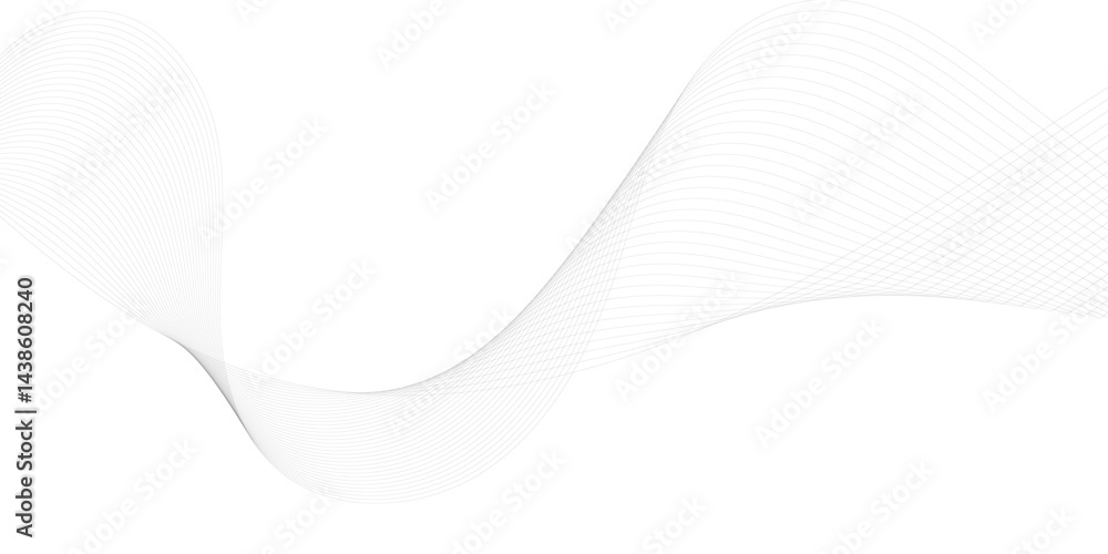 Abstract grey wave lines on transparent background. Technology, data science, geometric border pattern. Wave with lines created using blend tool. Curved wavy line, smooth stripe. Vector illustration. Abstract grey wave lines on transparent background. Technology, data science, geometric border pattern. Wave with lines created using blend tool. Curved wavy line, smooth stripe. Vector illustration.