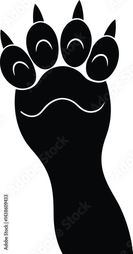 single cat paw reaching up on white