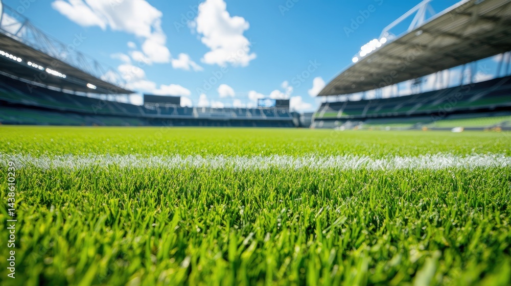Fototapeta premium Lush green field of a stadium