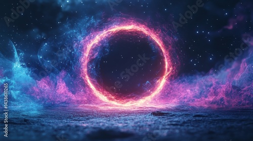 A magical portal background with glowing circle and energy waves
