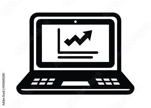 Stock Icon On Vintage Laptop Screen