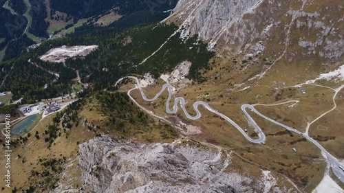 aerial view of a twisted road in the mountains