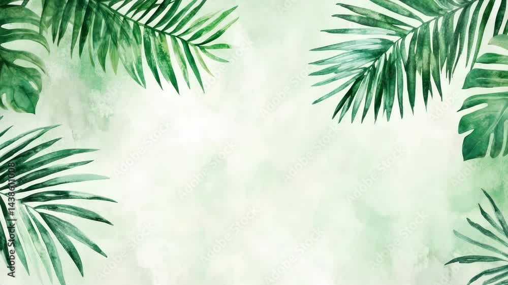 A tropical leafy background with palm trees A tropical leafy background with palm trees