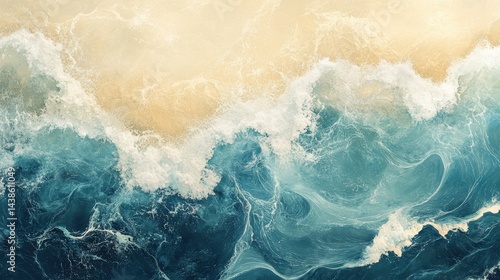 A ocean waves background with foamy texture and beach tones