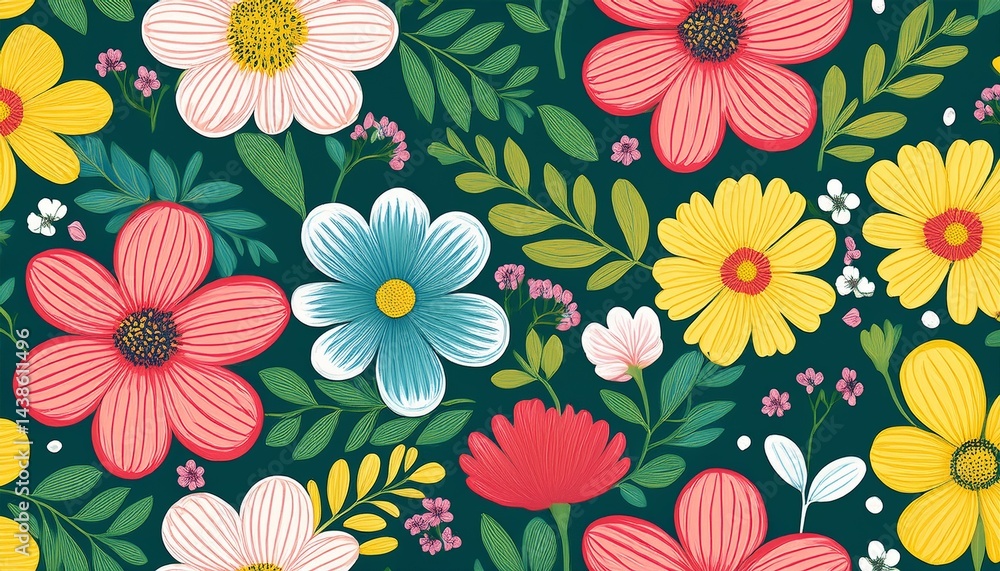 summer flowers seamless hand drawn pattern for fabric design summer flowers seamless hand drawn pattern for fabric design
