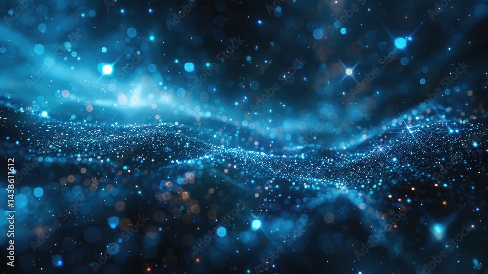 Abstract artwork of blue digital network with glowing particles. Digital artwork of glowing blue dots connecting together. Cyber system. Technology innovation and connectivity concept. AIG53. Abstract artwork of blue digital network with glowing particles. Digital artwork of glowing blue dots connecting together. Cyber system. Technology innovation and connectivity concept. AIG53.