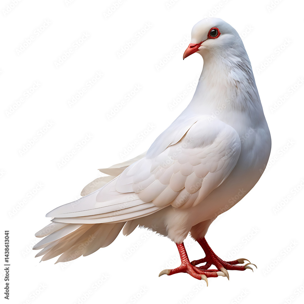 Obraz premium Elegant White feather pigeon bird isolated on transparent background 