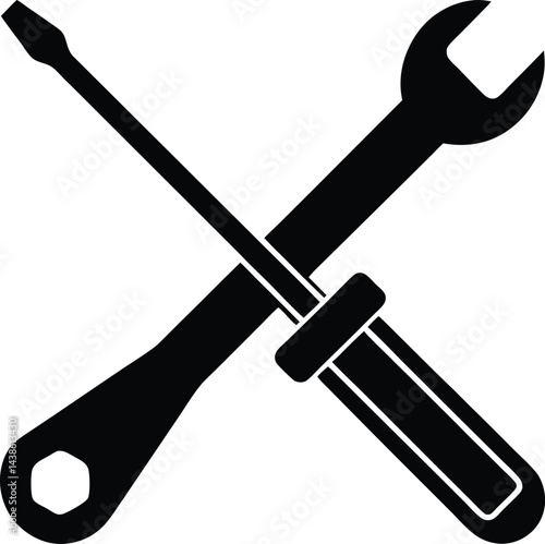 single wrench and screwdriver crossed 