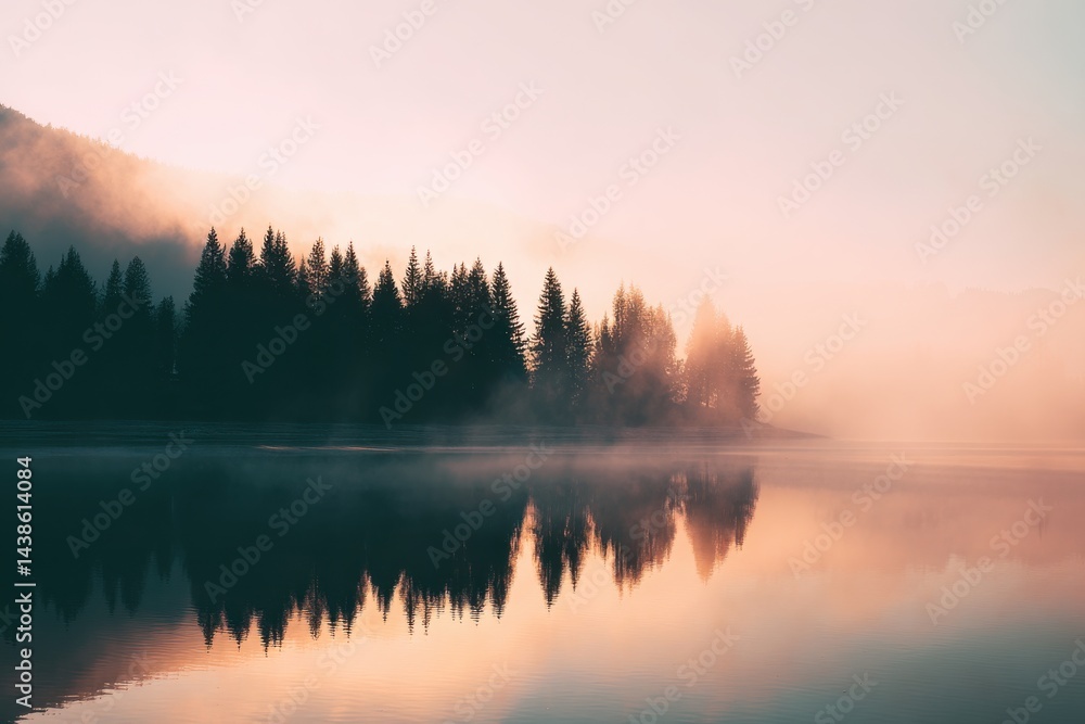 Misty Mountain Lake at Sunrise Misty Mountain Lake at Sunrise