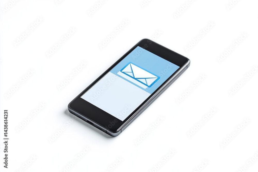 A smartphone displaying a new email notification on its screen. A smartphone displaying a new email notification on its screen.