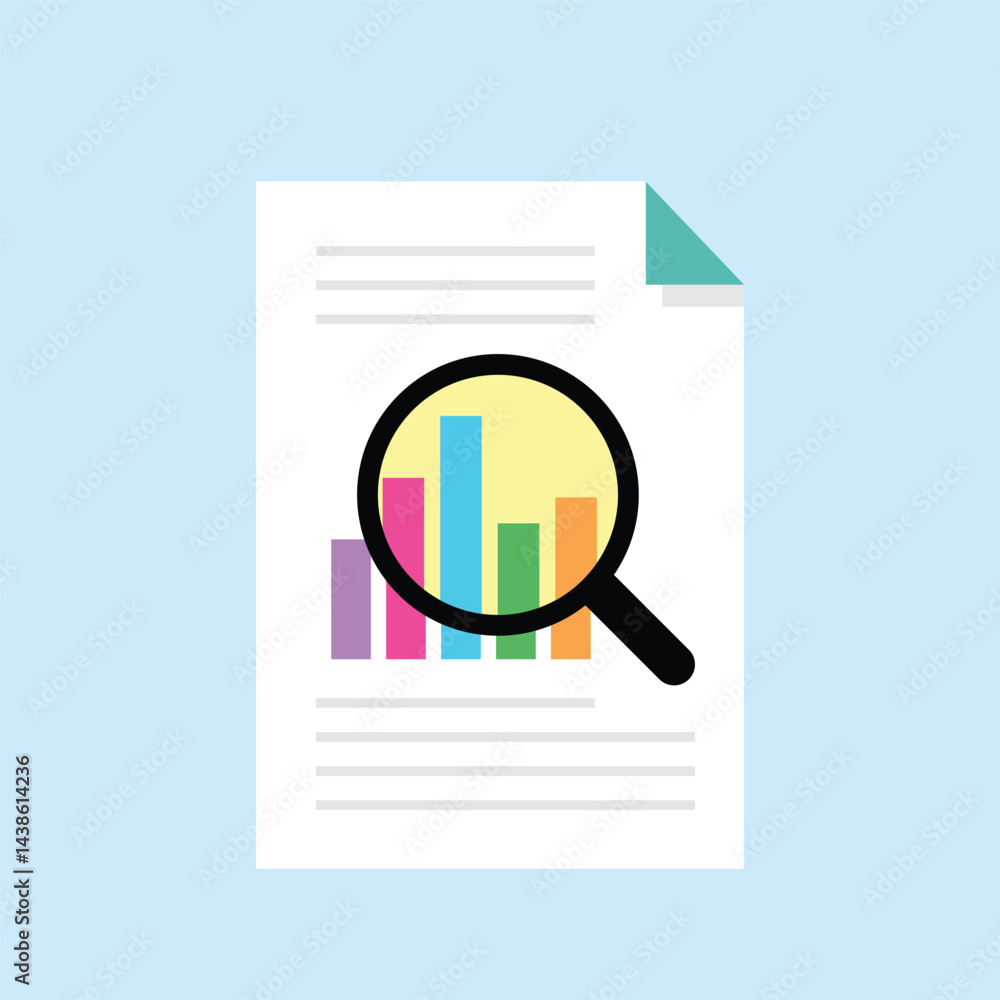 Analytics Icon with Charts and Magnifying Glass for Data Insights Analytics Icon with Charts and Magnifying Glass for Data Insights