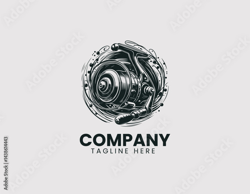 Spinning Fishing Reel Vector Logo